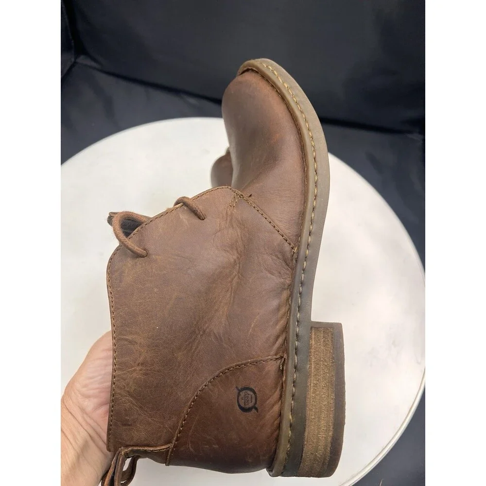 Born Men's Brown Leather Chukka Ankle Boots Lace-Up Round Toe 8M